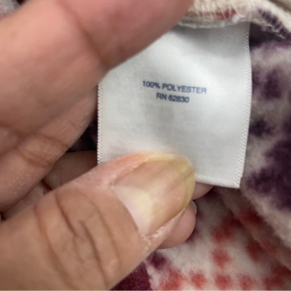 Lands End Heritage Quarter Snap Fleece Pullover Large Burgundy Orange Fair Isle - Picture 8 of 14